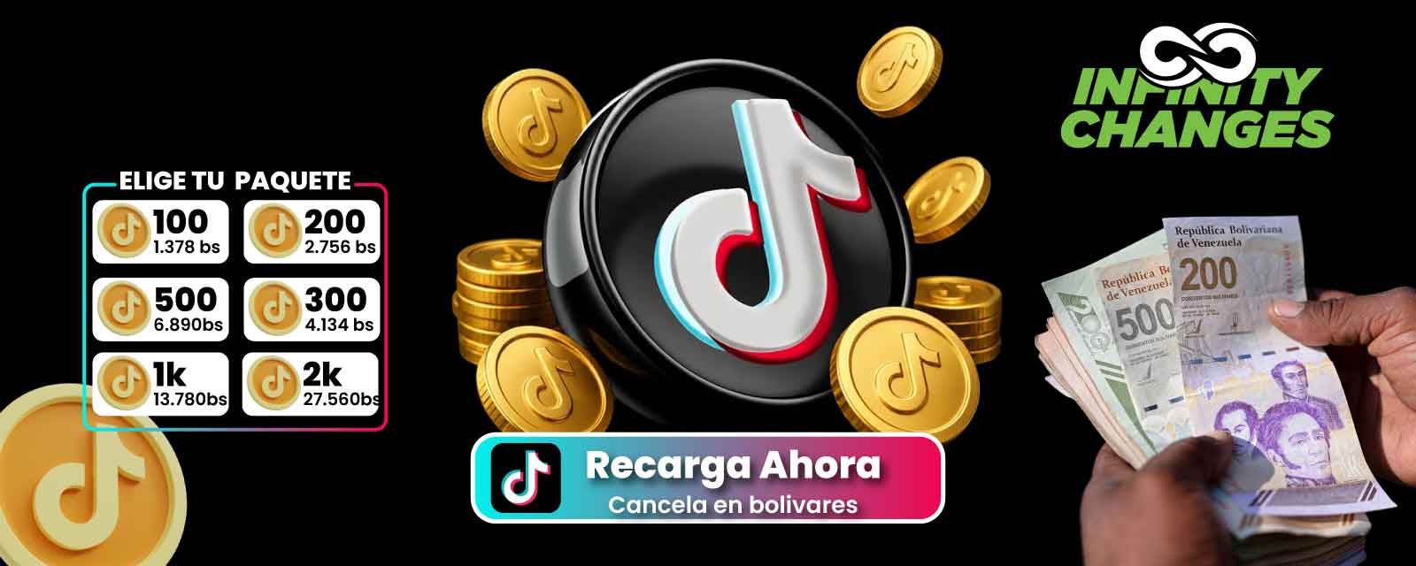 TikTok Coins pagando en bolívares